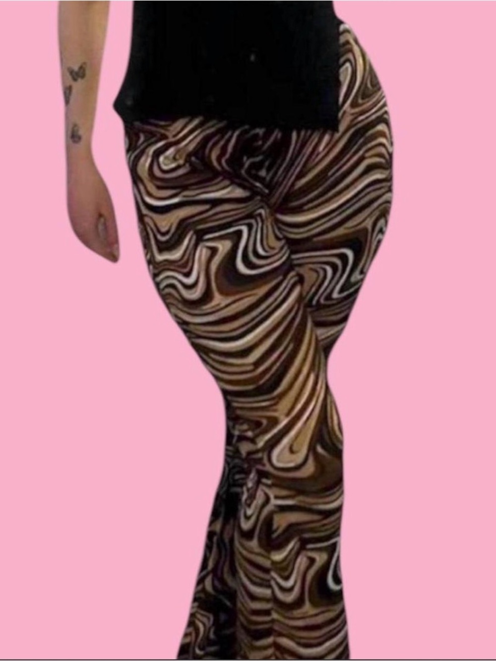Swirl Print Brown Flare Skirt